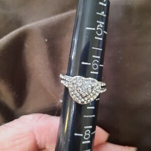 Elegant Silver Heart Ring Size 7